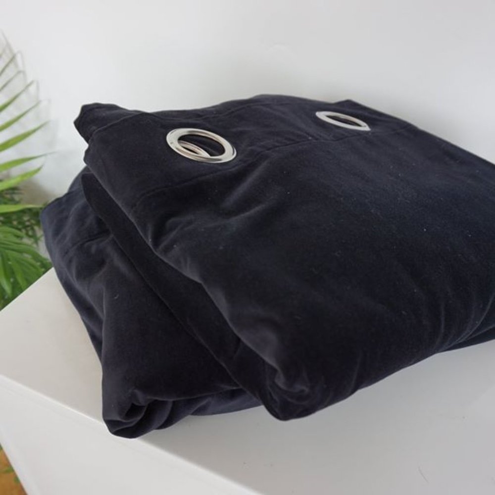 Ikea dark blue velvet curtain set